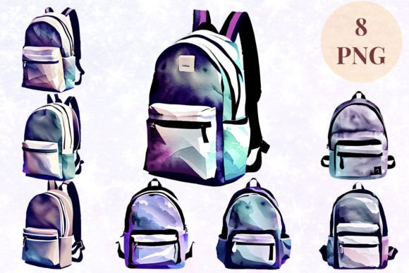 Elevating Brand Identity with Backpack Watercolor 16 Clipart PNG: A Strategic Design Resource
