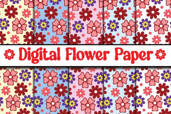 Flowers Digital Papers Patterns Bundle