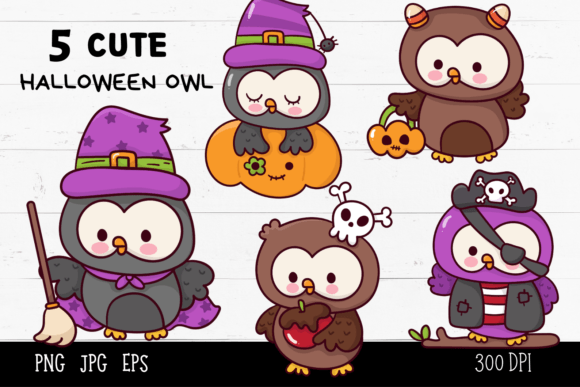 Halloween Owl Kawaii Clipart Animal Baby