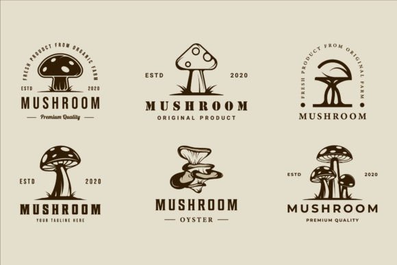Set of Mushroom Logo Vector Vintage: A Practical Asset for Modern Branding and Design Workflows